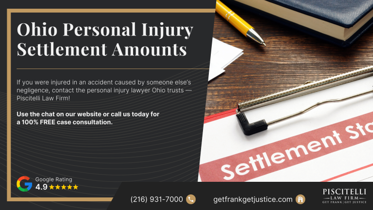 Ohio Personal Injury Settlement Amounts; What are Average Personal Injury Settlement Amounts in Ohio; How are Personal Injury Settlement Amounts Calculated; Evidence in Personal Injury Cases; Common Damages in a Personal Injury Claim; What to Know About Hiring a Personal Injury Lawyer; The Piscitelli Law Firm_ Your Ohio Personal Injury Attorney