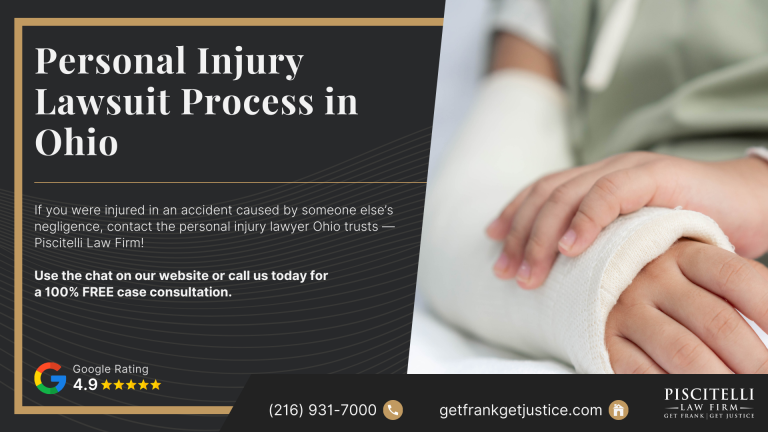 Personal Injury Lawsuit Process in Ohio Legal Guide; Steps of the Ohio Personal Injury Lawsuit Process Explained; What Compensation Can You Recover in an Ohio Personal Injury Lawsuit; Recommended Steps to Take After Suffering a Personal Injury in Ohio; Gathering Evidence for a Personal Injury Claim in Ohio; Do You Qualify for a Personal Injury Lawsuit; The Piscitelli Law Firm Handles Personal Injury Claims Across Ohio
