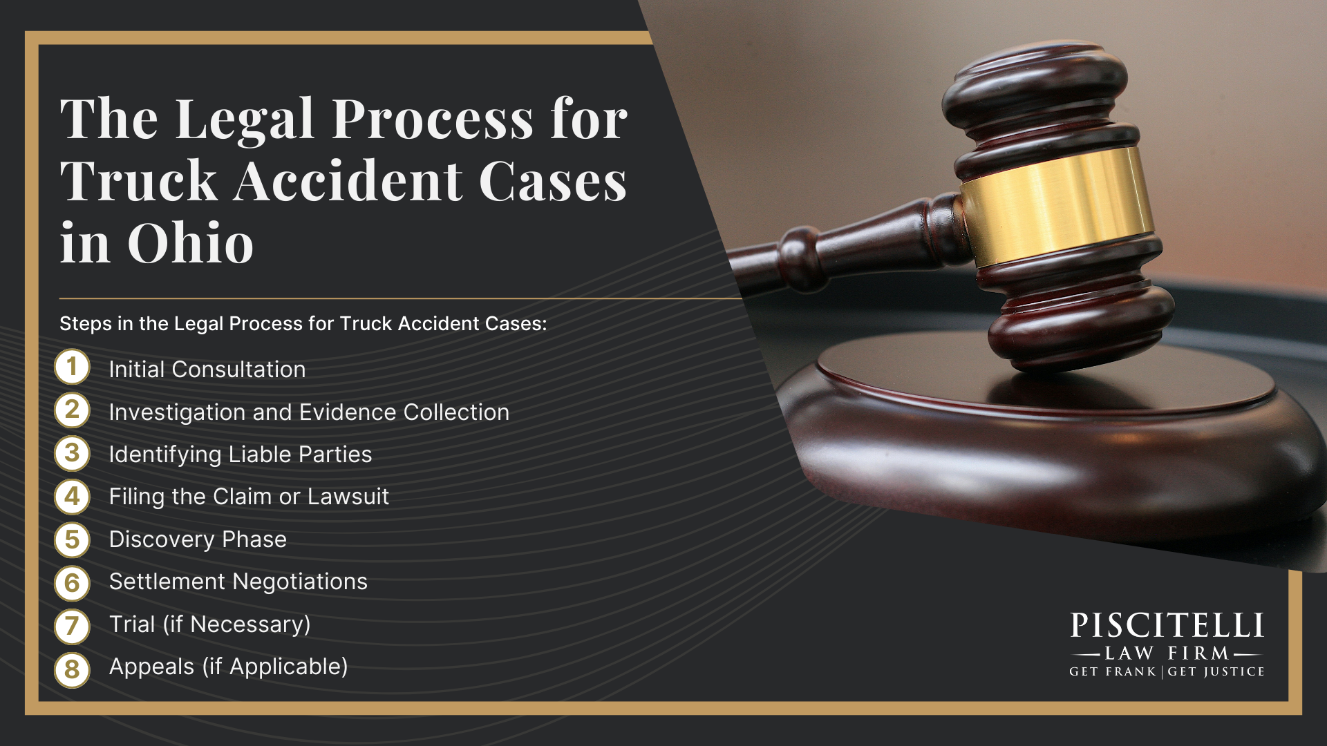 Meet Frank Piscitelli_ One of Cleveland's Top Truck Accident Attorneys; What To Do After a Truck Accident in Cleveland, OH; Gather Evidence for Your Truck Accident Claim; Common Damages in Truck Accident Claims; Who Can Be Held Liable in a Truck Accident Case; The Legal Process for Truck Accident Cases in Ohio