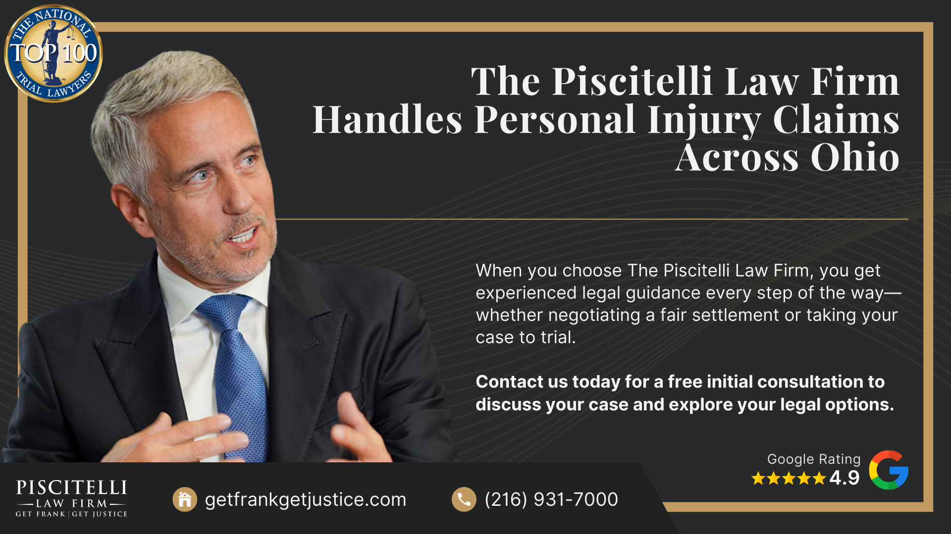 Steps of the Ohio Personal Injury Lawsuit Process Explained; What Compensation Can You Recover in an Ohio Personal Injury Lawsuit; Recommended Steps to Take After Suffering a Personal Injury in Ohio; Gathering Evidence for a Personal Injury Claim in Ohio; Do You Qualify for a Personal Injury Lawsuit; The Piscitelli Law Firm Handles Personal Injury Claims Across Ohio