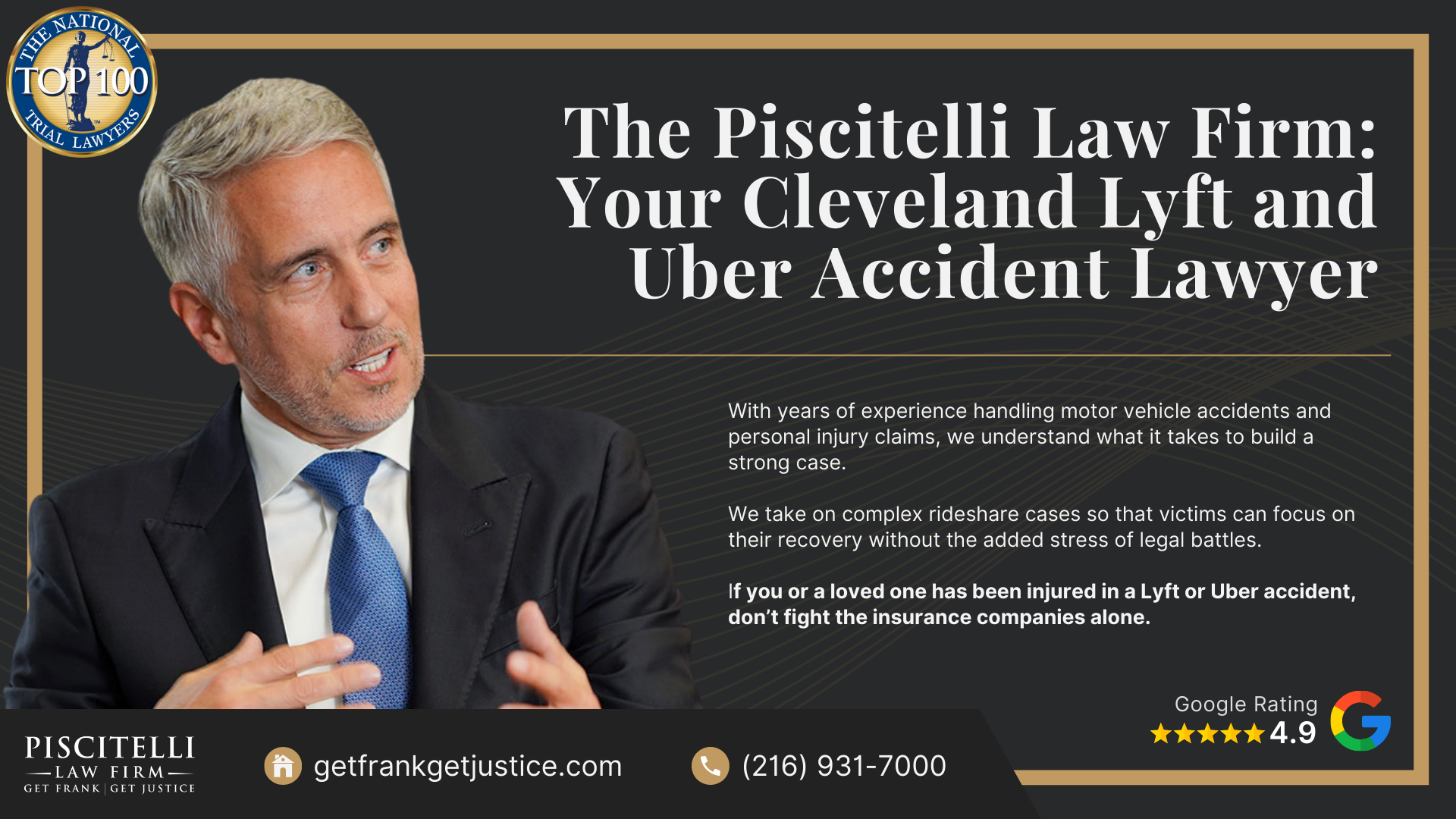 Frank Piscitelli_ One of Cleveland's Top Uber & Lyft Accident Attorneys; What to Do After a Car Accident Involving Lyft or Uber Vehicle in Cleveland, OH; Gathering Evidence for Rideshare Accident Cases; Damages in a Rideshare Accident Claim; The Legal Process for Rideshare Accident Cases in Ohio; Do You Qualify for a Rideshare Accident Claim; The Piscitelli Law Firm_ Your Cleveland Lyft and Uber Accident Lawyer