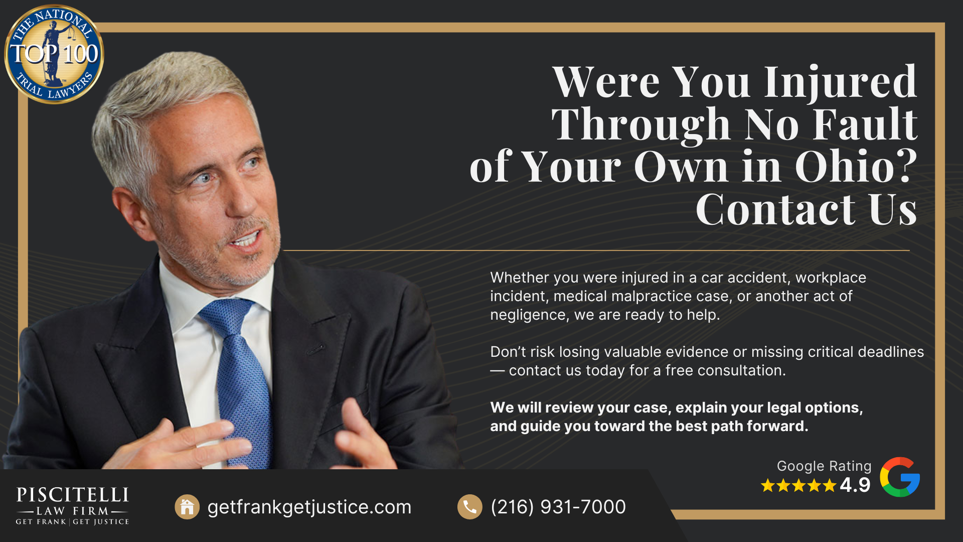 Common Types of Evidence for Personal Injury Claims; The Importance of Gathering Evidence for a Personal Injury Case; How a Personal Injury Lawyer Can Help You Gather Evidence and Secure Compensation; How Can Personal Injury Victims Help with Evidence in Their Case; How the Piscitelli Law Firm Has Used Compelling Evidence to Get Real Results; Were You Injured Through No Fault of Your Own in Ohio_ Contact Us