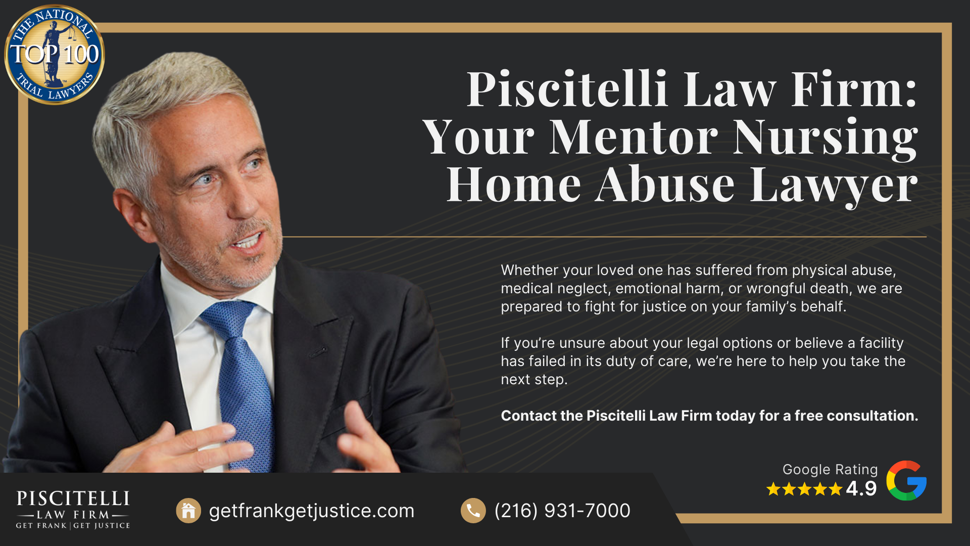 Meet Our Experienced Nursing Home Abuse Attorney_ Frank Piscitelli; What To Do If You Suspect Nursing Home Abuse or Neglect in Ohio; Gathering Evidence for a Nursing Home Abuse Lawsuit; Damages in Nursing Home Neglect and Abuse Cases; The Legal Process for Nursing Home Abuse Cases in Ohio Explained; Types of Nursing Home Abuse; The Piscitelli Law Firm_ Your Cleveland Wrongful Death Lawyer