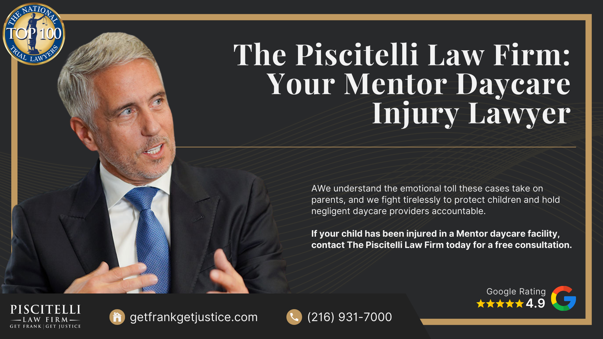 Meet Our Experienced Daycare Injury Attorney_ Frank Piscitelli; Warning Signs of an Abusive Daycare Facility and How to Take Action; How to Report Daycare Abuse or Neglect in Ohio; Types of Abuse and Negligence in Daycare Centers; The Legal Process for Daycare Injury Cases in Ohio; Gathering Evidence for Daycare Abuse Cases;  Damages in Daycare Injury Lawsuits; Do You Qualify for a Daycare Injury Lawsuit;  The Piscitelli Law Firm_ Your Mentor Daycare Injury Lawyer